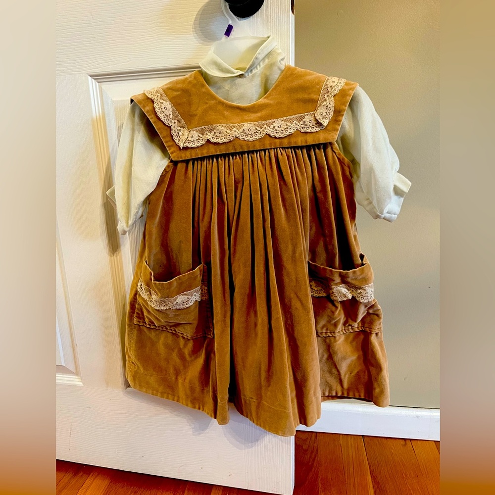 Vintage Tan Velour Dress